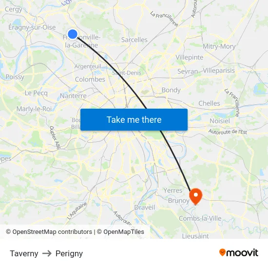 Taverny to Perigny map