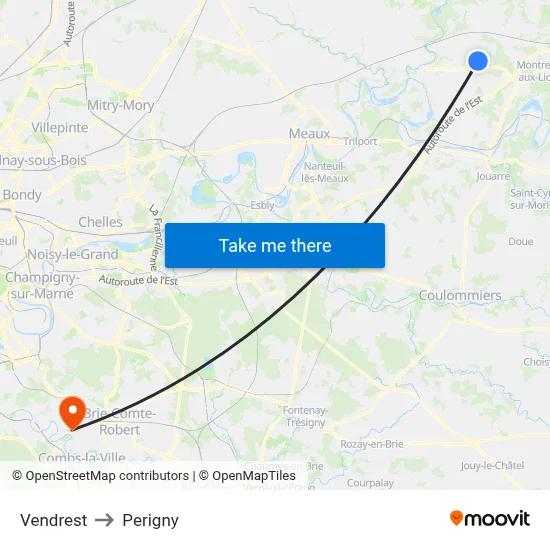 Vendrest to Perigny map