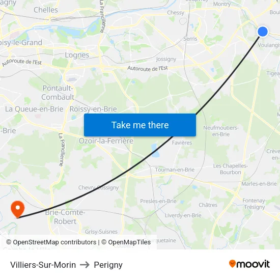 Villiers-Sur-Morin to Perigny map