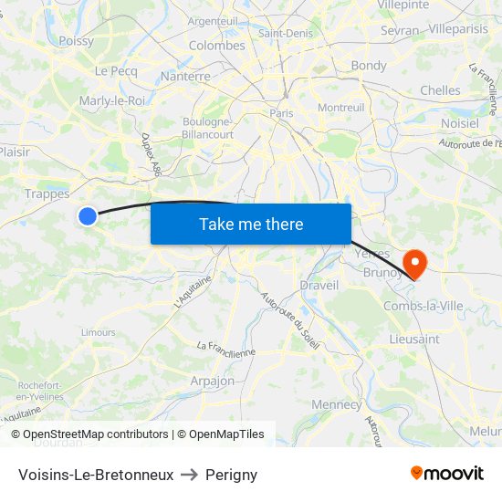 Voisins-Le-Bretonneux to Perigny map
