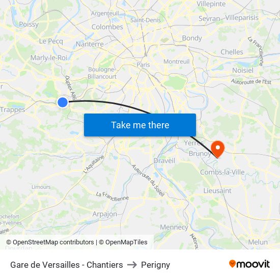Gare de Versailles - Chantiers to Perigny map