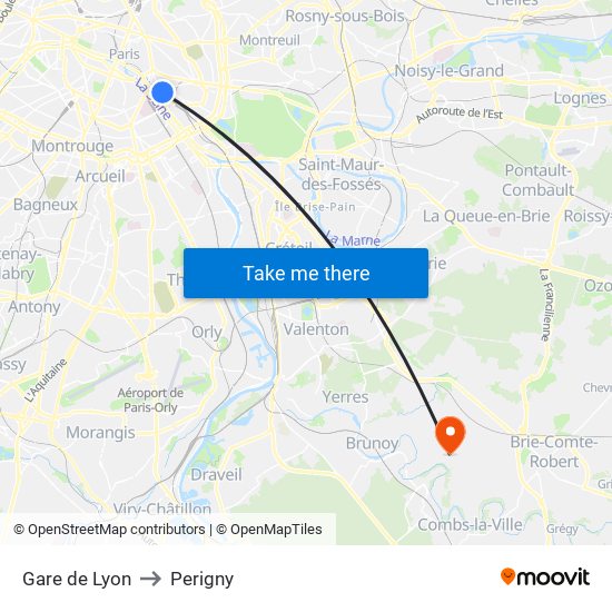 Gare de Lyon to Perigny map