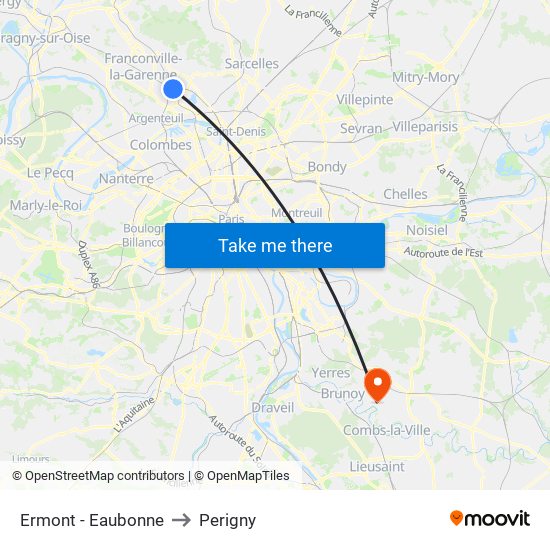Ermont - Eaubonne to Perigny map