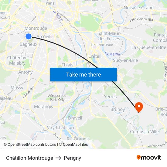 Châtillon-Montrouge to Perigny map