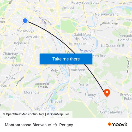 Montparnasse-Bienvenue to Perigny map