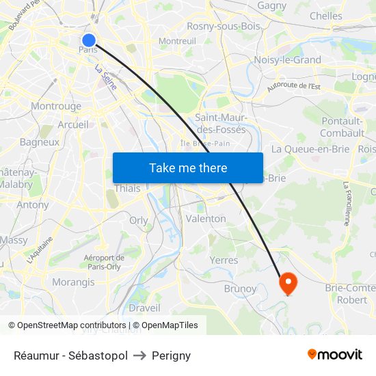 Réaumur - Sébastopol to Perigny map