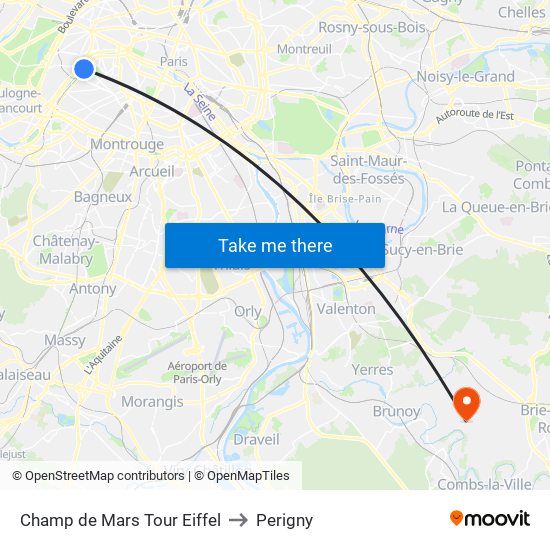 Champ de Mars Tour Eiffel to Perigny map
