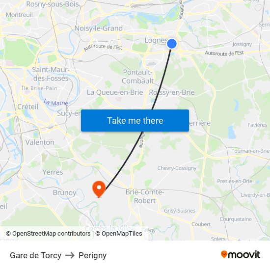 Gare de Torcy to Perigny map