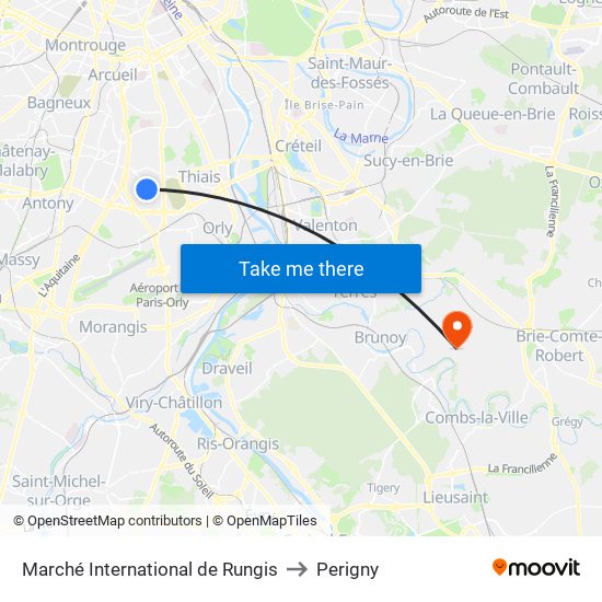 Marché International de Rungis to Perigny map