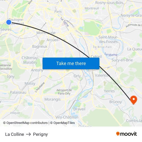 La Colline to Perigny map