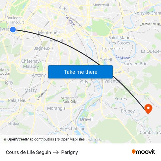 Cours de L'Ile Seguin to Perigny map