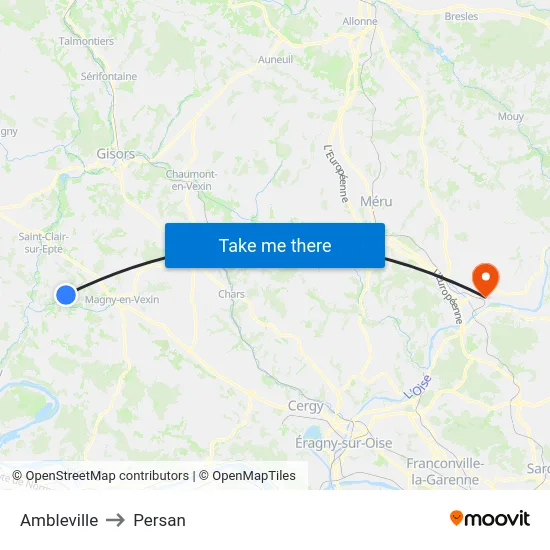 Ambleville to Persan map