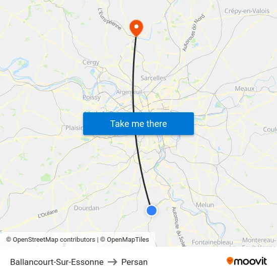 Ballancourt-Sur-Essonne to Persan map