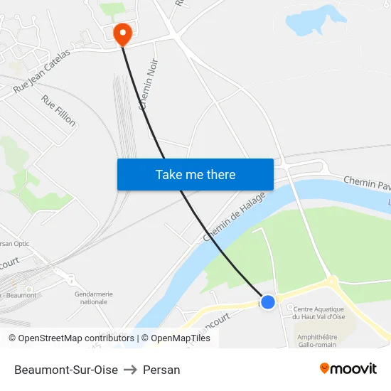 Beaumont-Sur-Oise to Persan map