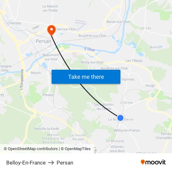 Belloy-En-France to Persan map