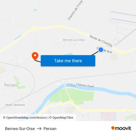 Bernes-Sur-Oise to Persan map