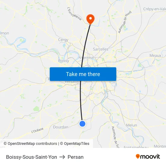 Boissy-Sous-Saint-Yon to Persan map