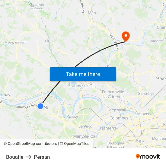 Bouafle to Persan map