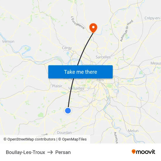 Boullay-Les-Troux to Persan map