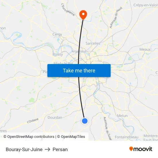 Bouray-Sur-Juine to Persan map
