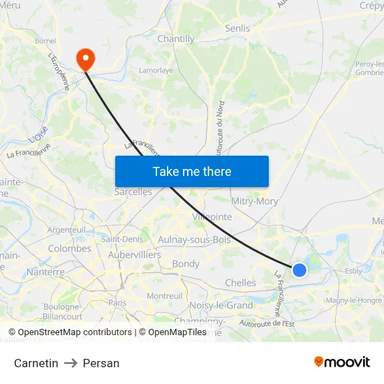 Carnetin to Persan map