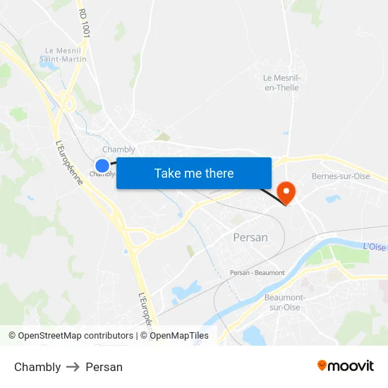 Chambly to Persan map