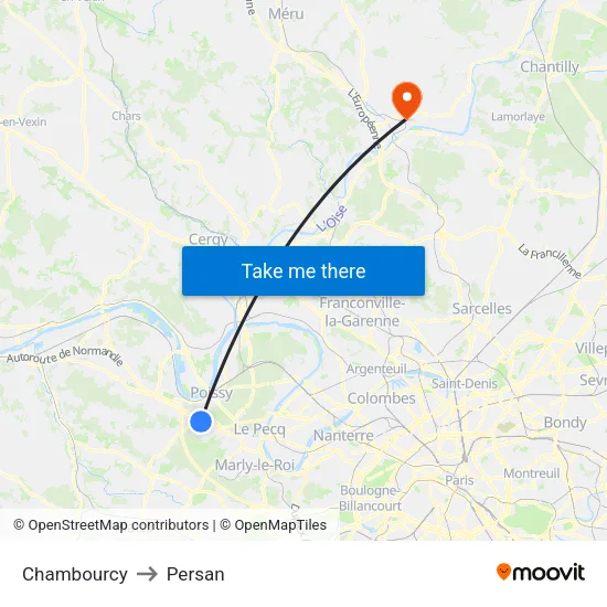 Chambourcy to Persan map