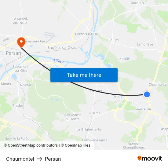 Chaumontel to Persan map