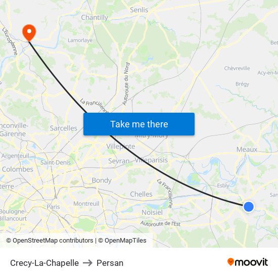 Crecy-La-Chapelle to Persan map