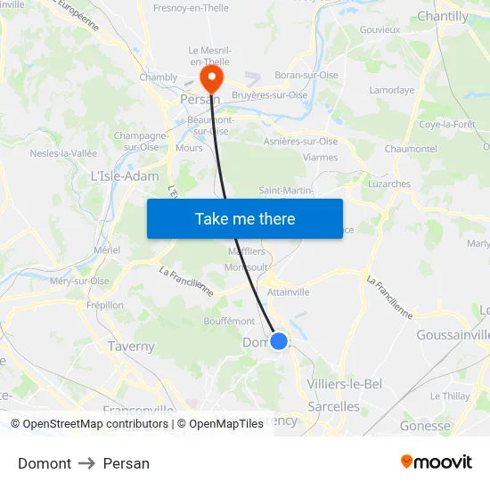 Domont to Persan map
