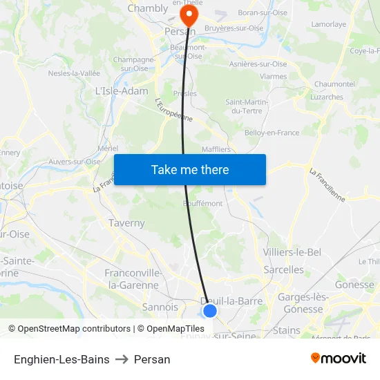 Enghien-Les-Bains to Persan map