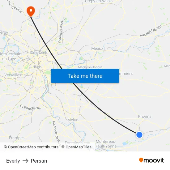 Everly to Persan map