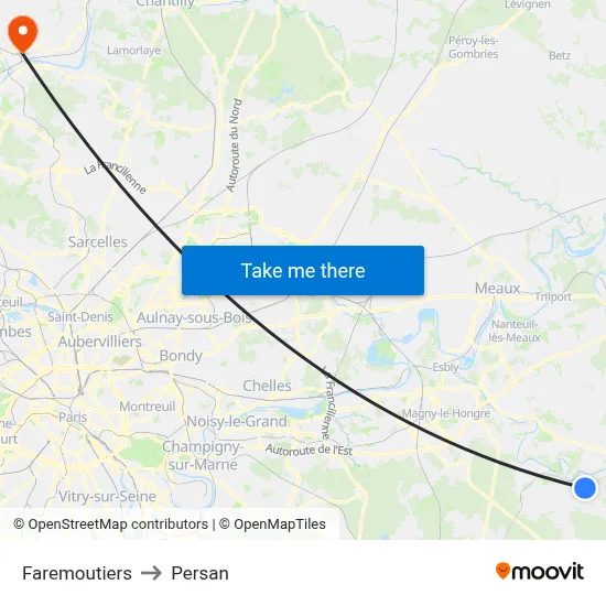 Faremoutiers to Persan map