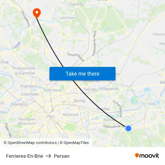 Ferrieres-En-Brie to Persan map
