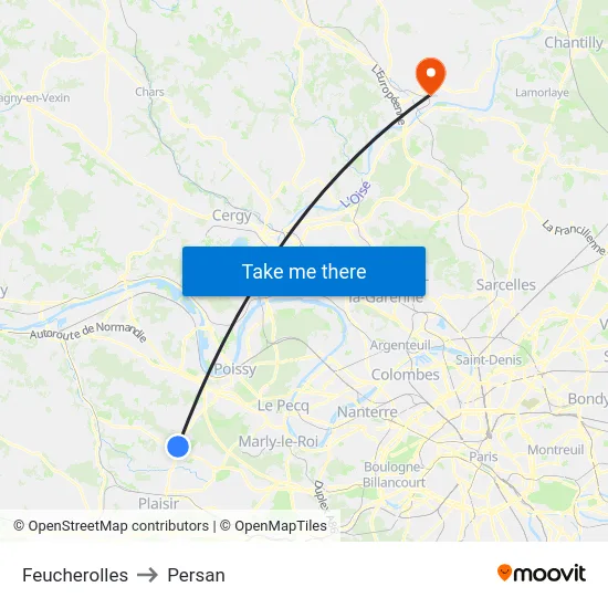 Feucherolles to Persan map