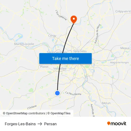 Forges-Les-Bains to Persan map