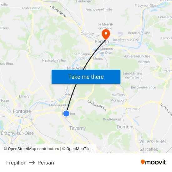 Frepillon to Persan map