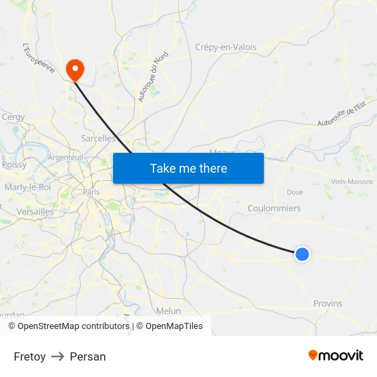Fretoy to Persan map