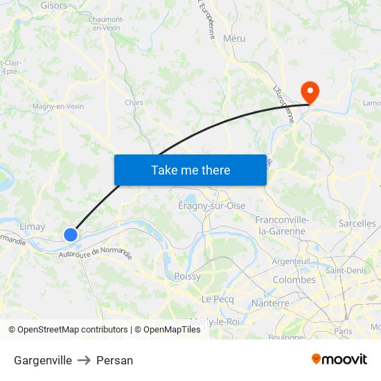 Gargenville to Persan map