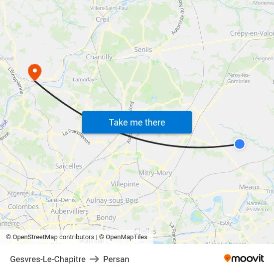 Gesvres-Le-Chapitre to Persan map