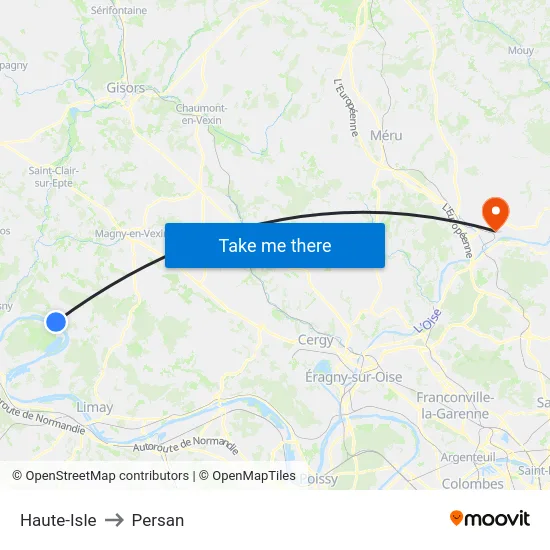 Haute-Isle to Persan map