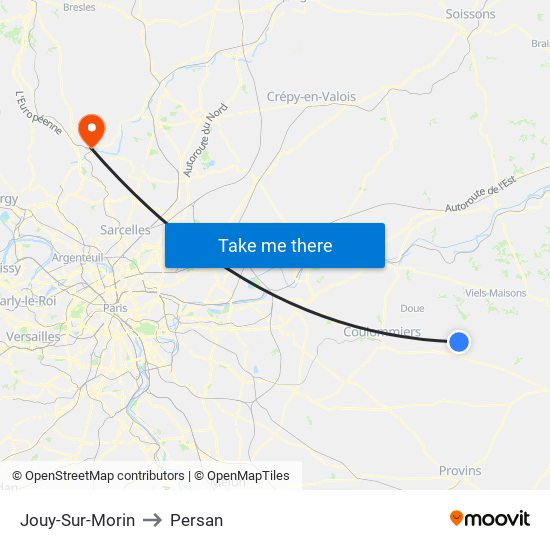 Jouy-Sur-Morin to Persan map
