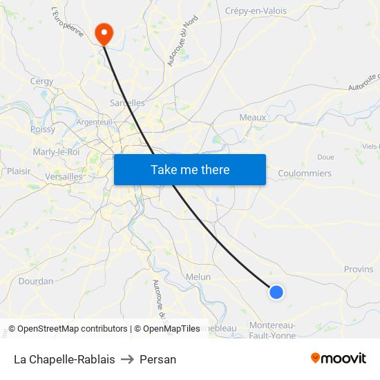 La Chapelle-Rablais to Persan map