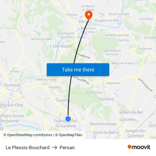 Le Plessis-Bouchard to Persan map
