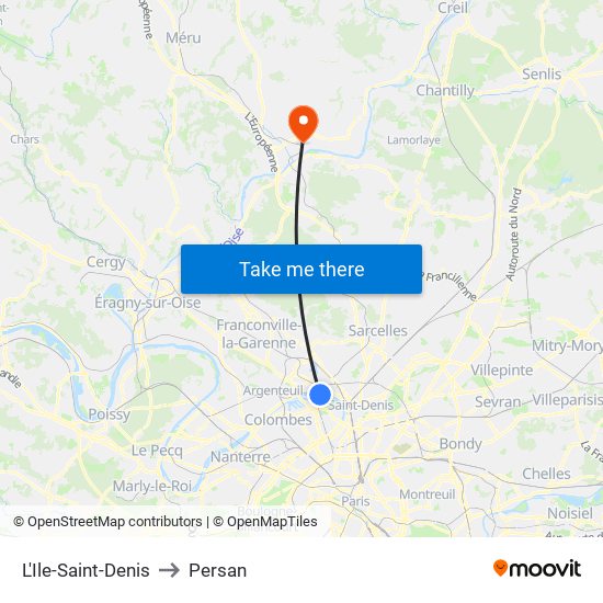 L'Ile-Saint-Denis to Persan map
