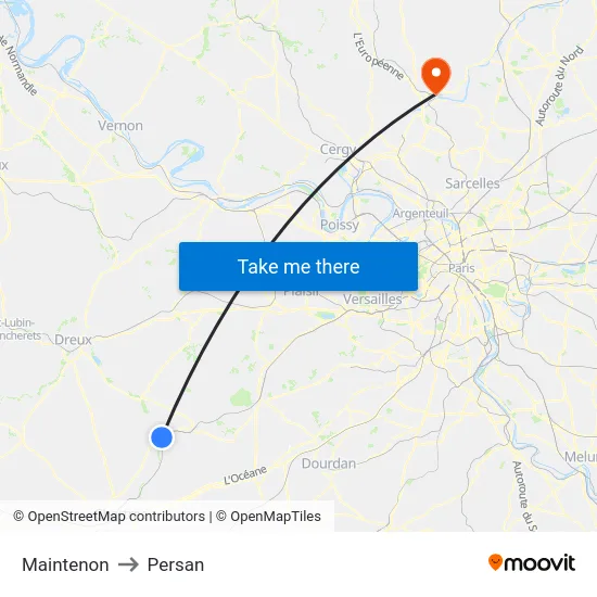 Maintenon to Persan map