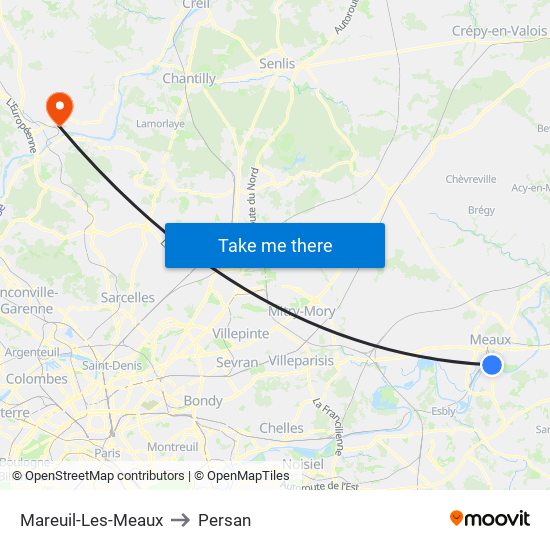 Mareuil-Les-Meaux to Persan map