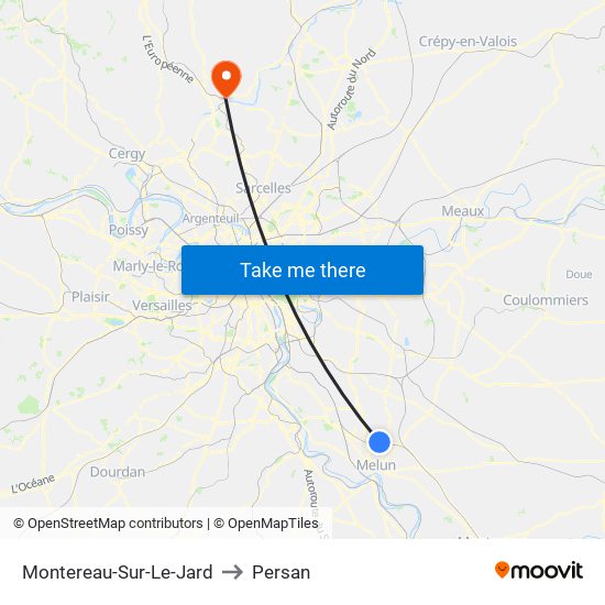 Montereau-Sur-Le-Jard to Persan map