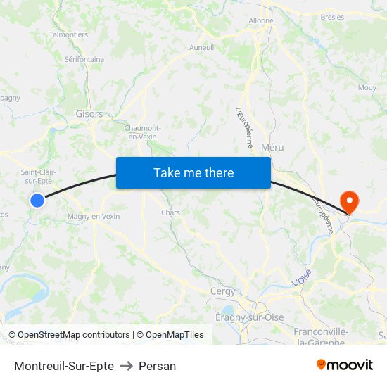 Montreuil-Sur-Epte to Persan map