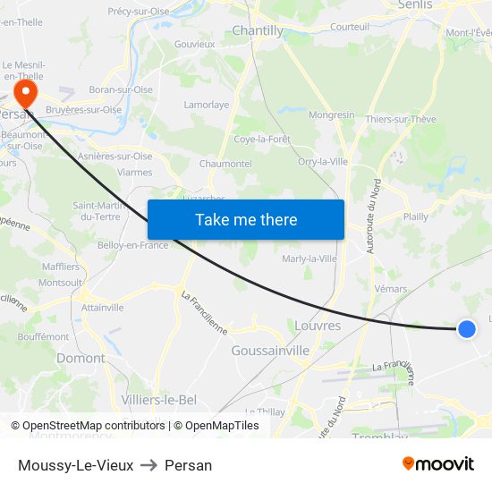Moussy-Le-Vieux to Persan map